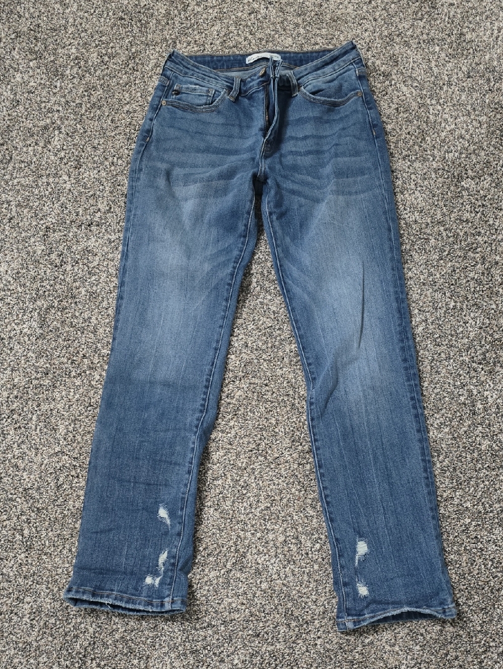 Karen Kane Distressed Medium Blue Straight-Leg Jeans